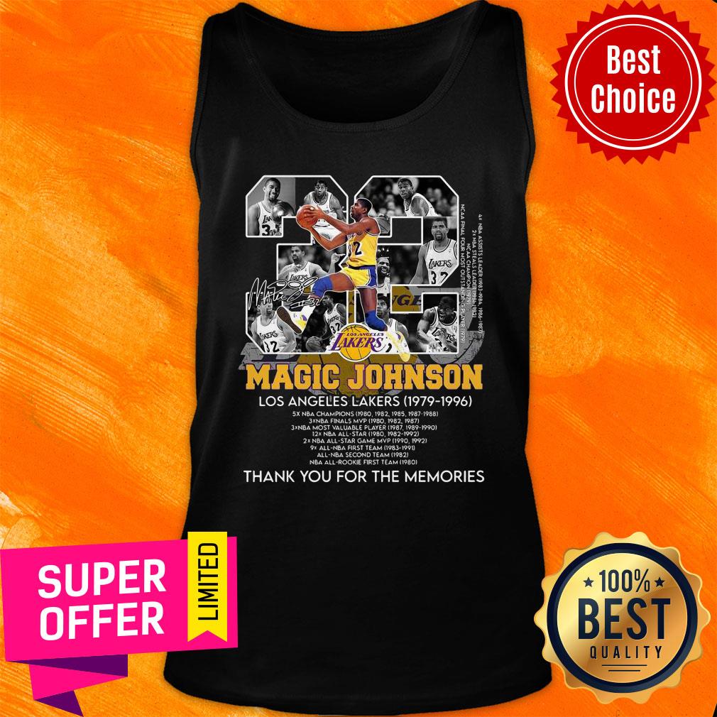Magic 32 Johnson Los Angeles Lakers 1979 7996 Thank You For The Memories Signature Shirt - Image 3