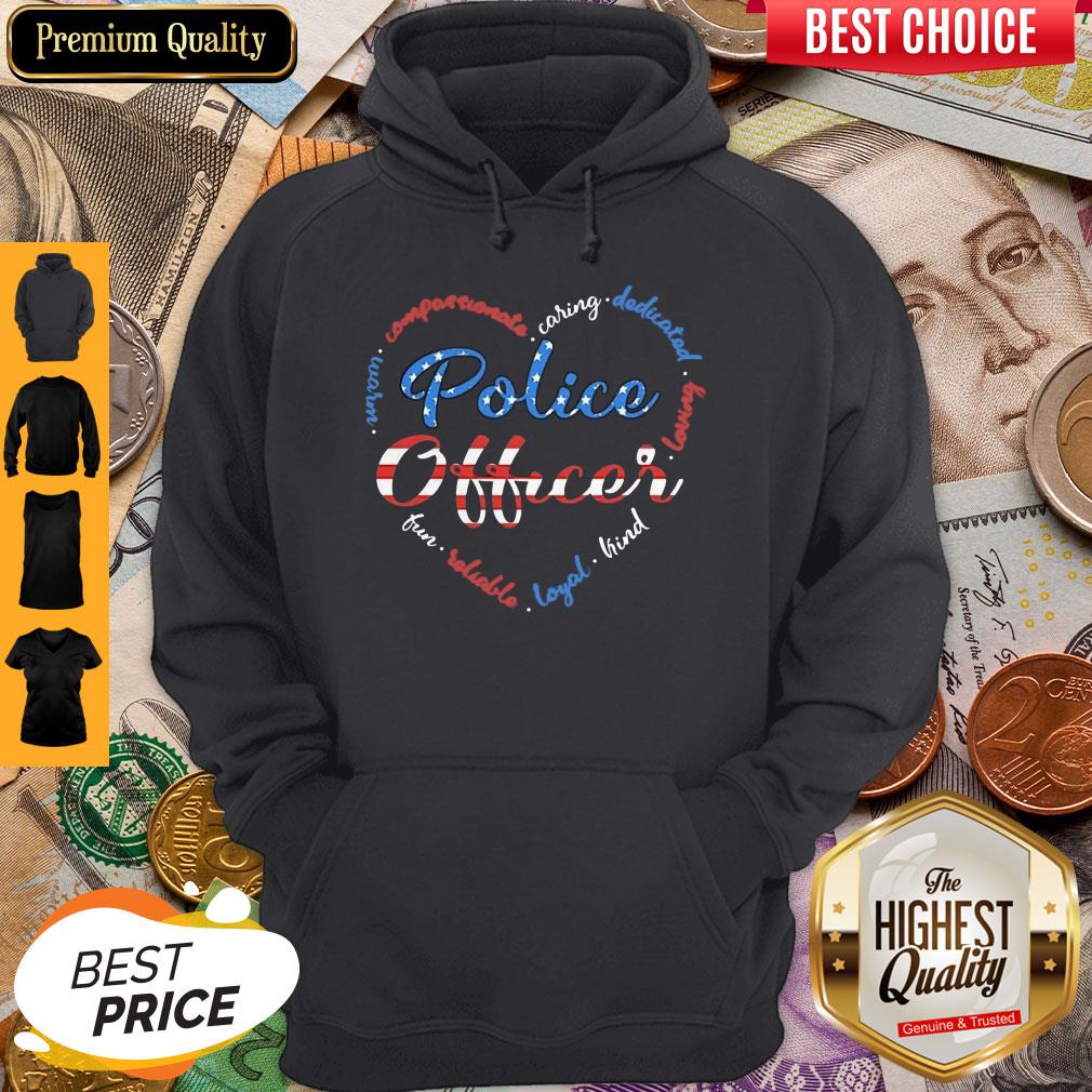 Police Officer American Flag Independence Day Heart Shirt - Image 2