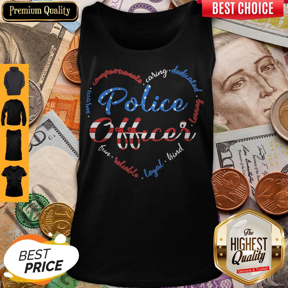 Police Officer American Flag Independence Day Heart Shirt - Image 4