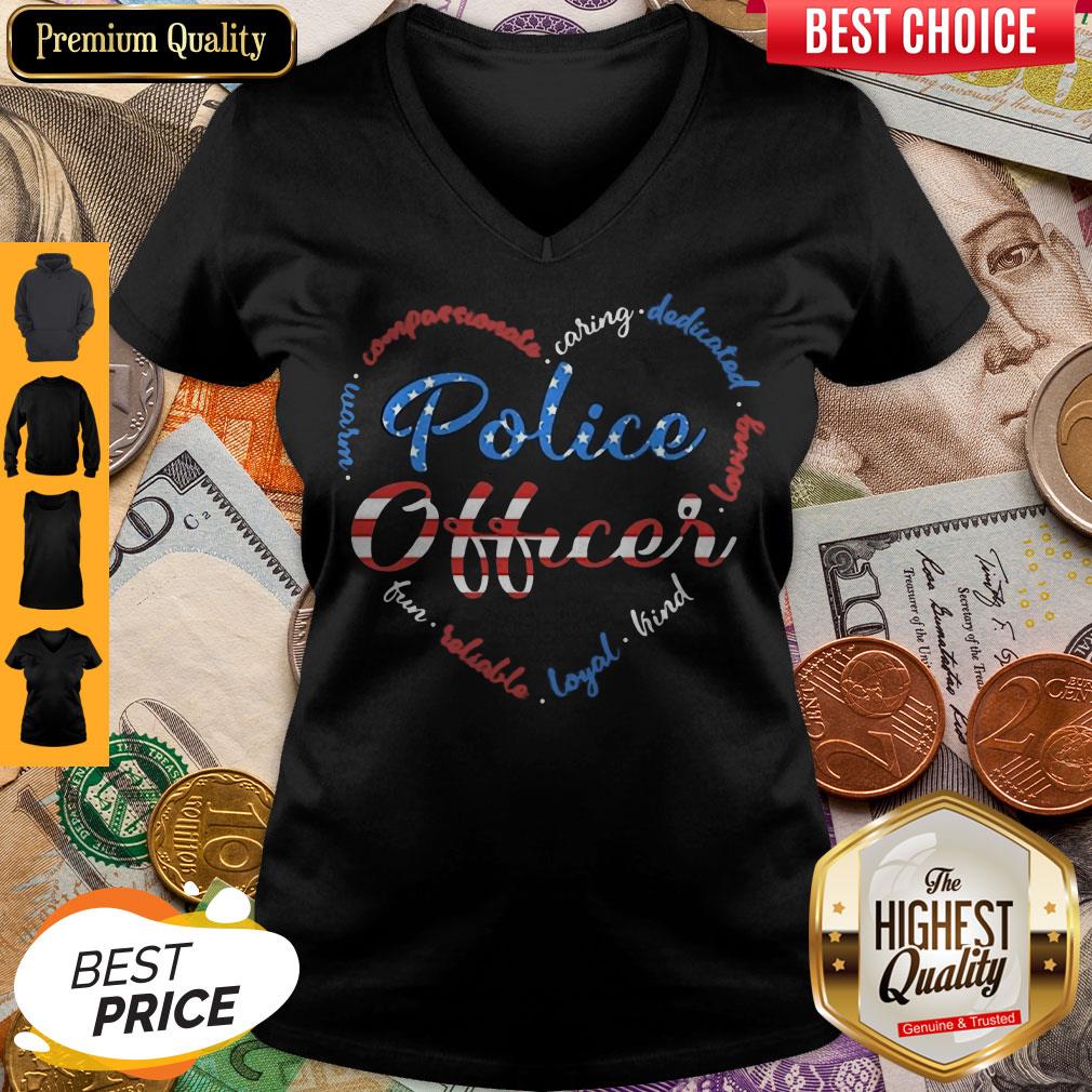 Police Officer American Flag Independence Day Heart Shirt - Image 5