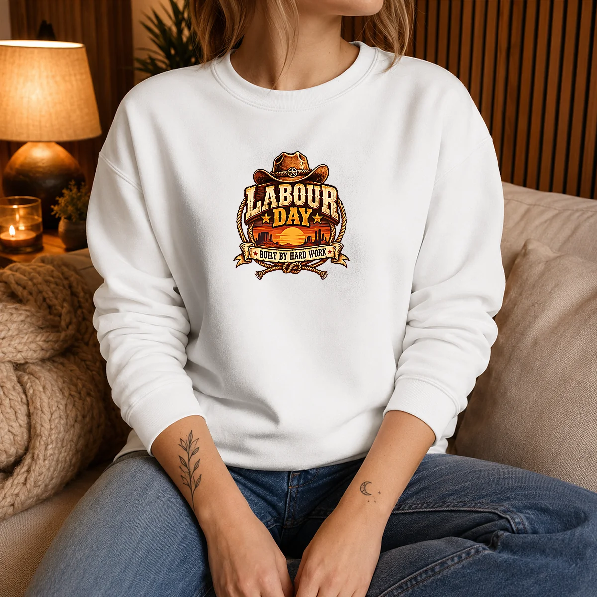 Pretty Labour Day Built By Hard Work Desert Sunset Cowboy Shirt - Image 5