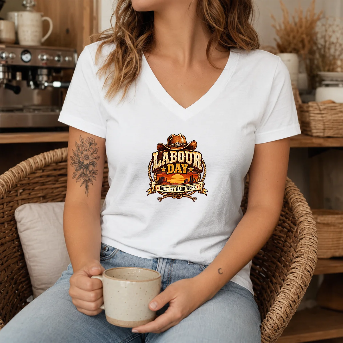 Pretty Labour Day Built By Hard Work Desert Sunset Cowboy Shirt - Image 8