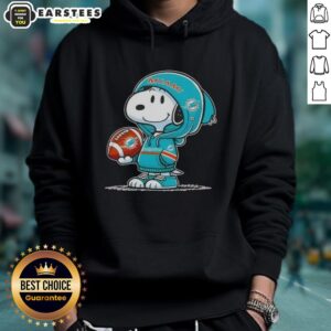 Alternative view of Cute Peanuts Snoopy Wearing Hoodie Miami Dolphins And Smilling At Fans T-Shirt