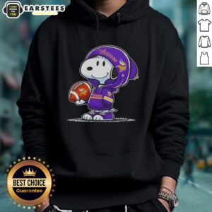 Alternative view of Cute Peanuts Snoopy Wearing Hoodie Minnesota Vikings And Smilling At Fans T-Shirt