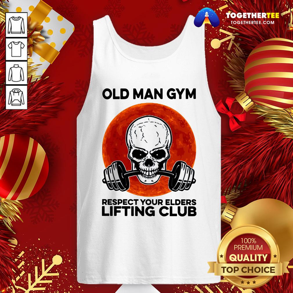 Perfect Skull Old Man Gym Respect Your Elders Lifting Club Shirt - Image 3