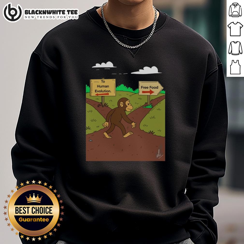 Awesome Monkey The Primal Choice Human Evolution vs Free Food T-Shirt - Image 5