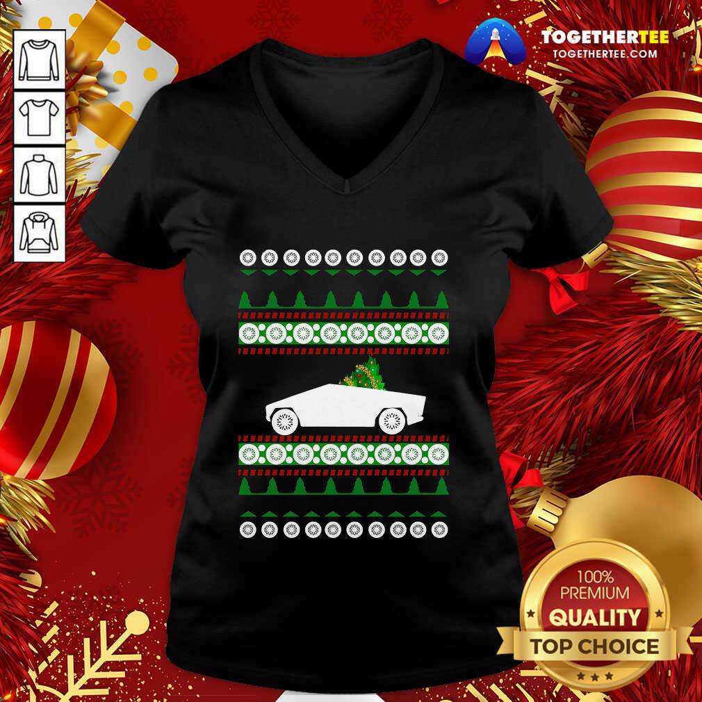 Premium CyberTruck Tesla Ugly Christmas Shirt - Image 2