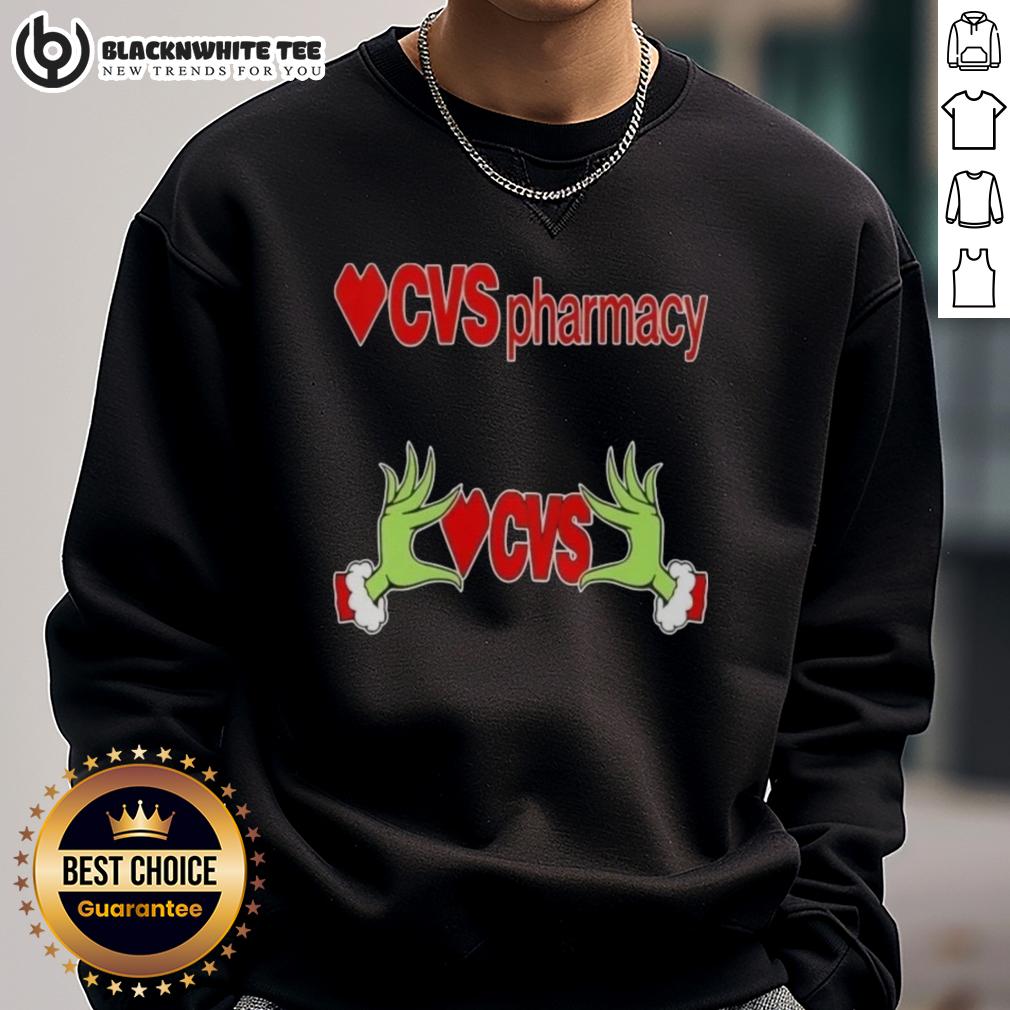 Awesome Grinch Hands Love CVS Pharmacy Christmas Shirt - Image 5