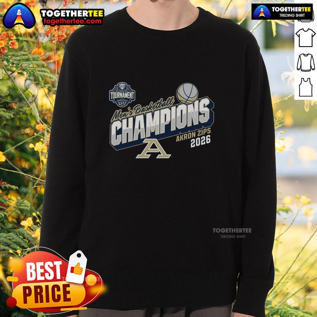 Official Akron Zips Blue 84 2026 MAC Men's Basketball Tournament Champions T-Shirt - Image 5