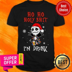 Premium Jack Skellington Ho Ho Holy Shit I'm Drunk Beer Christmas Shirt