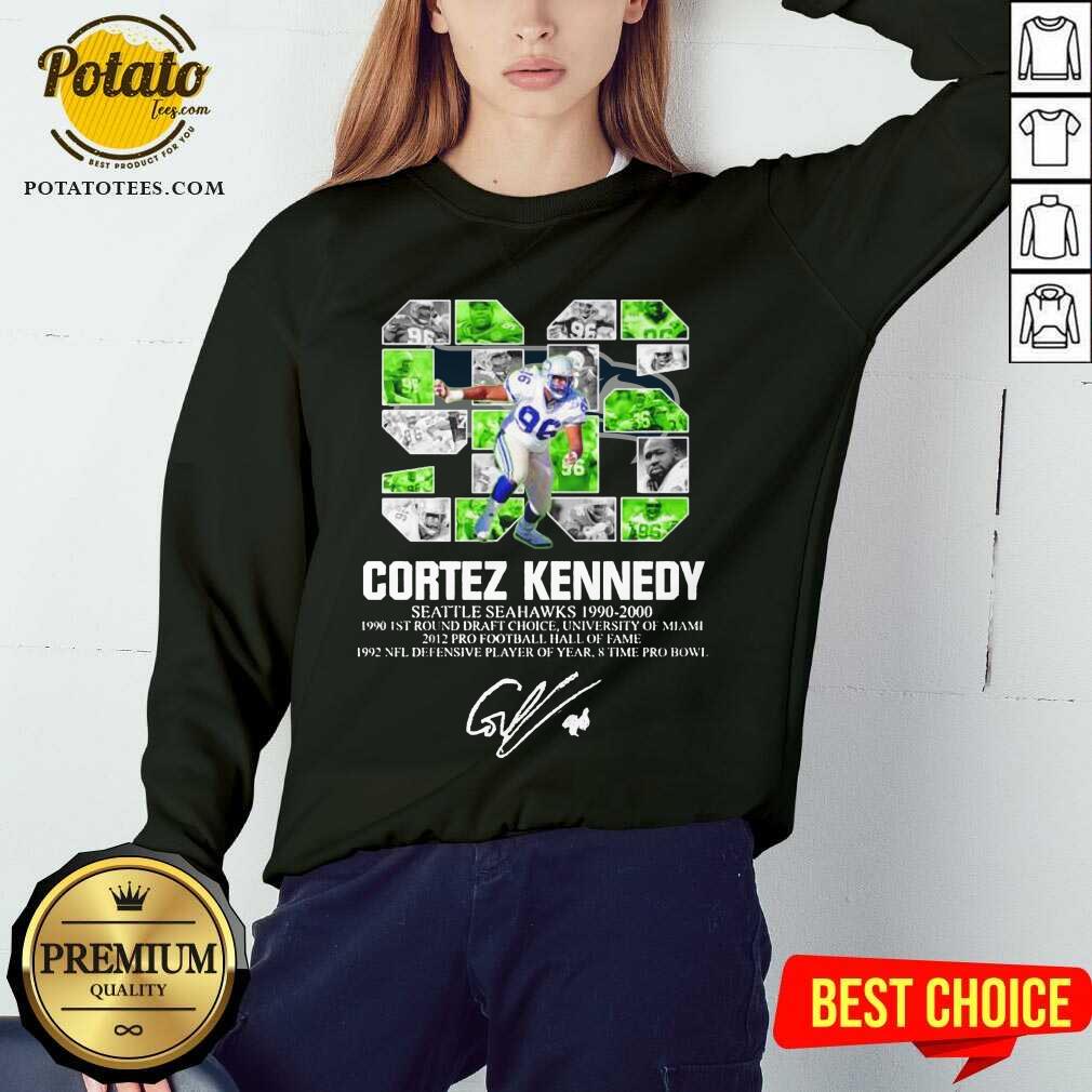 Pretty 96 Cortez Kennedy Seattle Seahawks 1990 2000 Signature Shirt - Image 4