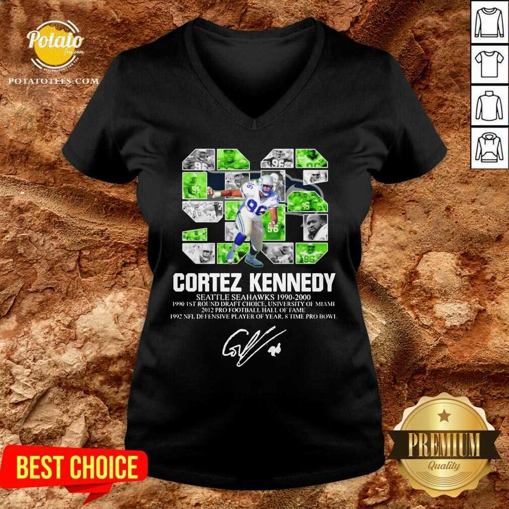 Pretty 96 Cortez Kennedy Seattle Seahawks 1990 2000 Signature Shirt - Image 2