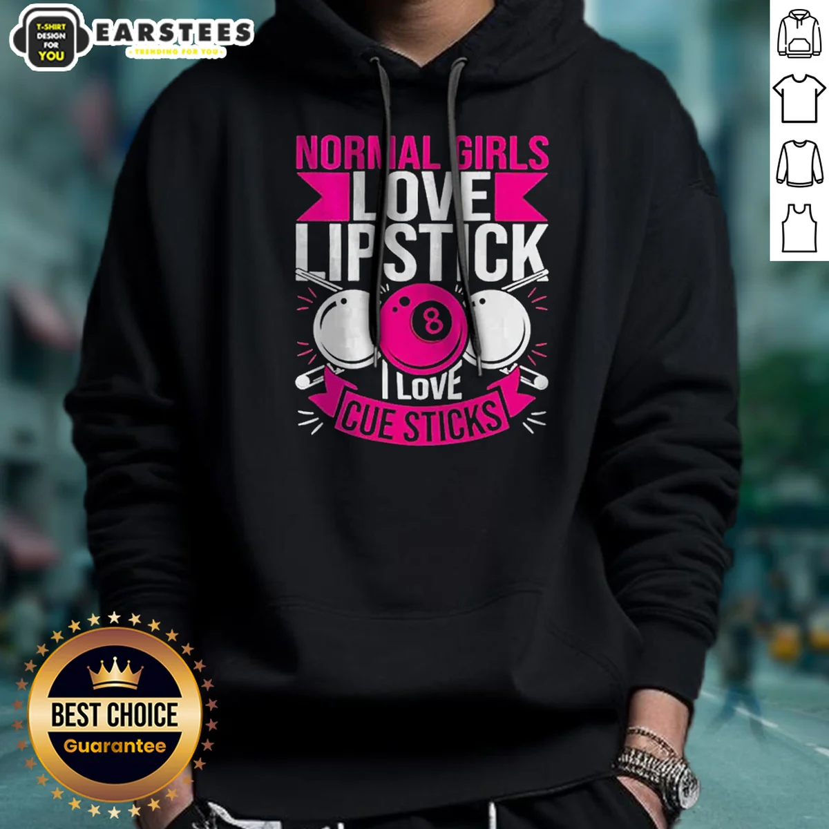 Pretty Billiards Player Pool 8 Ball Normal Girls Love Lipstick I Love Cue Sticks Shirt - Image 3