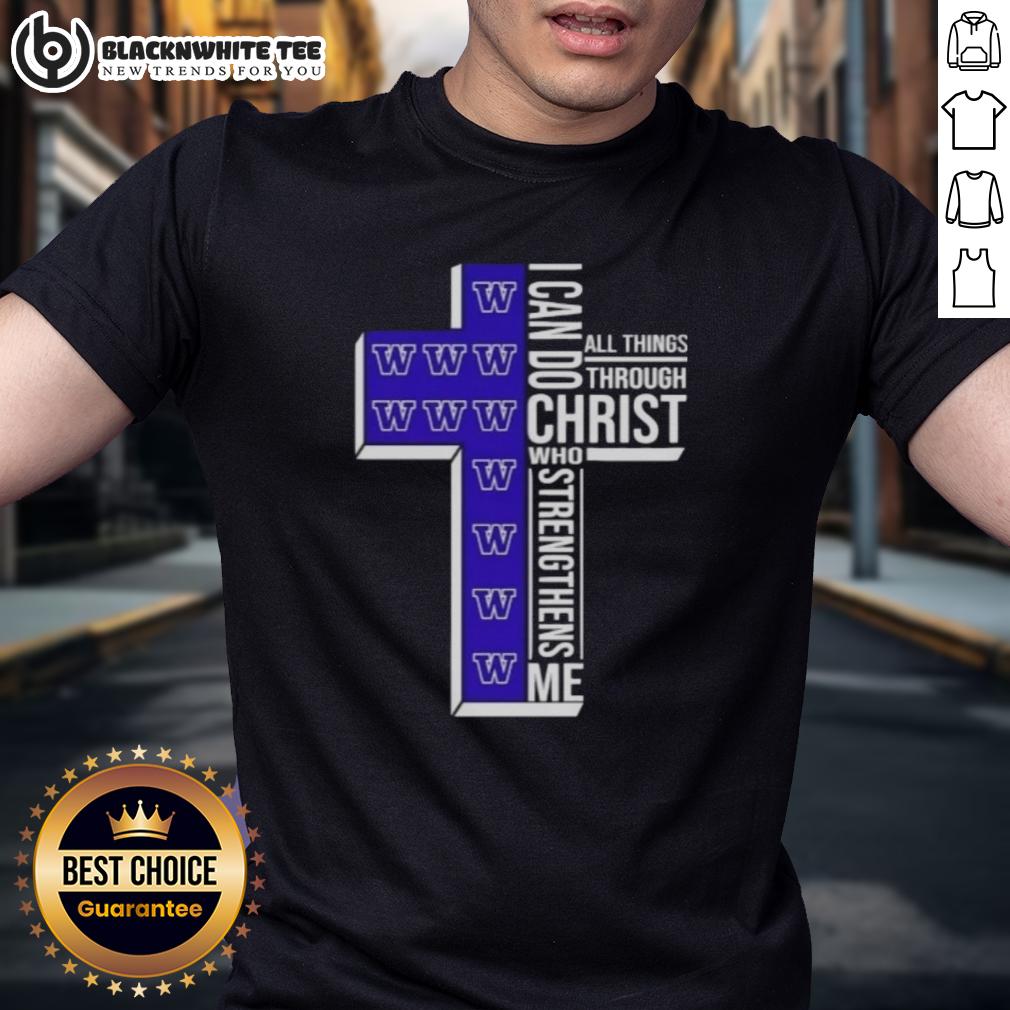 Official Washington Huskies Women's Basketball Cross I Can Do All Things Through Christ T-Shirt