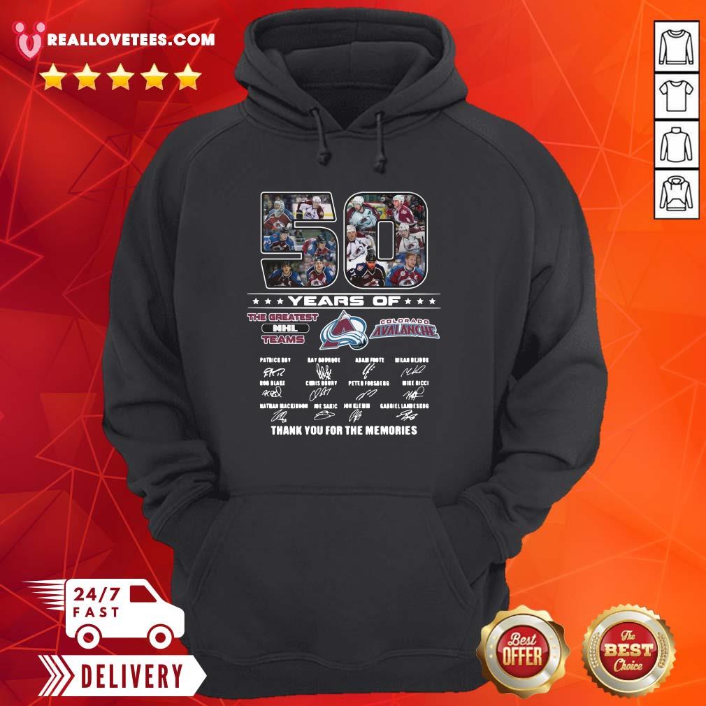 Hot 50 Years Of Colorado Avalanche The Greatest NHL Teams Thank You For The Memories Signatures Shirt - Image 4