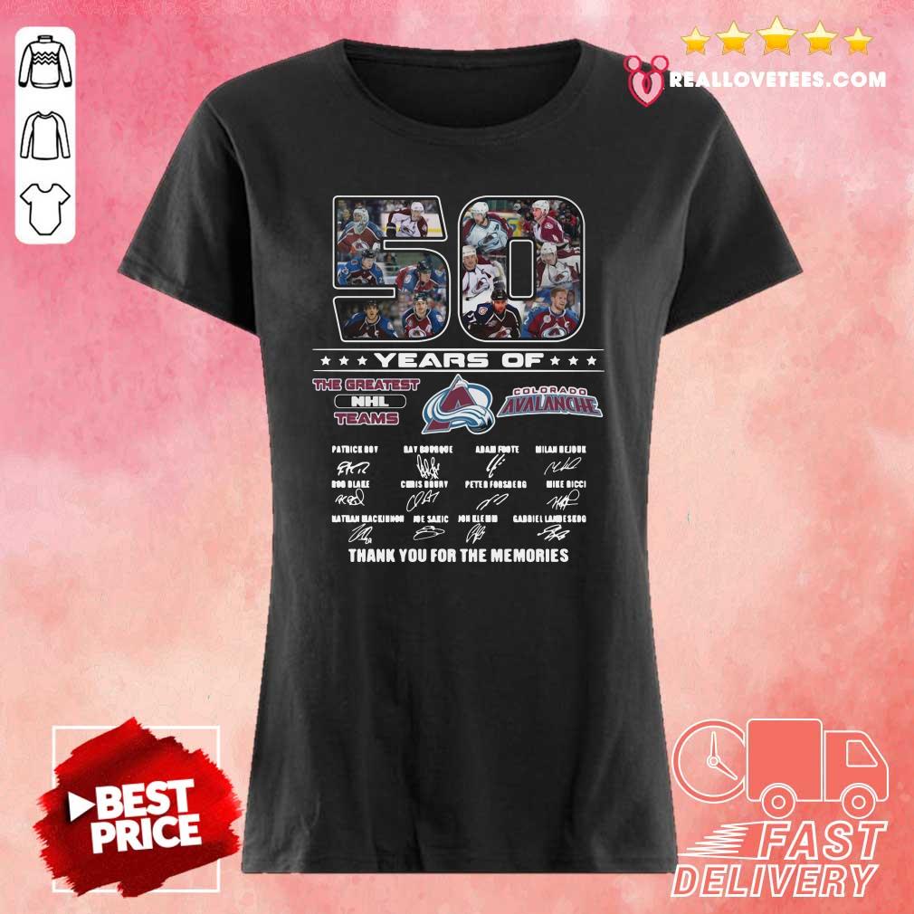 Hot 50 Years Of Colorado Avalanche The Greatest NHL Teams Thank You For The Memories Signatures Shirt - Image 3