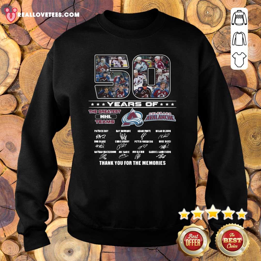 Hot 50 Years Of Colorado Avalanche The Greatest NHL Teams Thank You For The Memories Signatures Shirt - Image 5