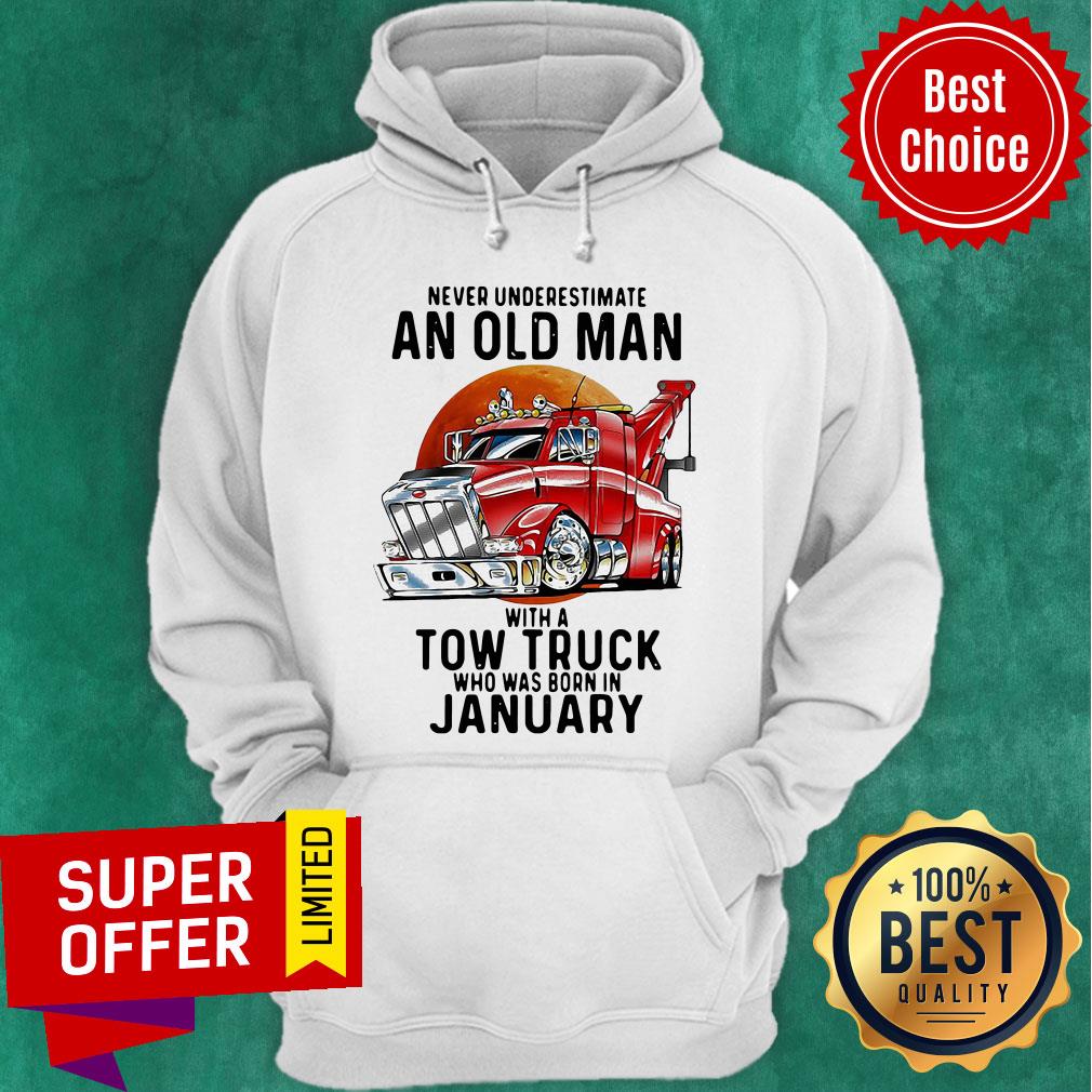 Never Underestimate An Old Man With A Tow Truck Who Was Born In January Blood Moon Shirt - Image 3