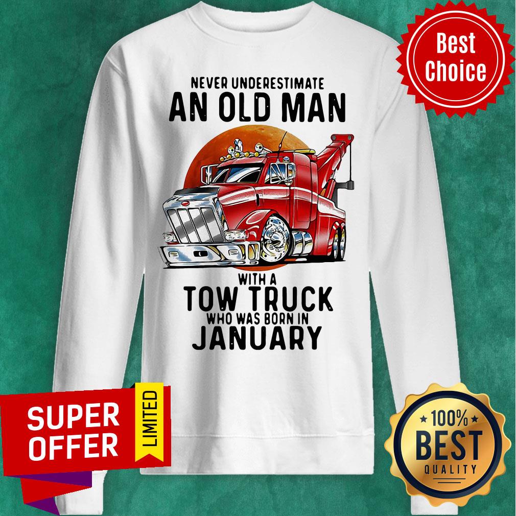 Never Underestimate An Old Man With A Tow Truck Who Was Born In January Blood Moon Shirt - Image 4