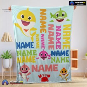 Official Personalized Baby Shark Blanket Fleece Customized Blanket
