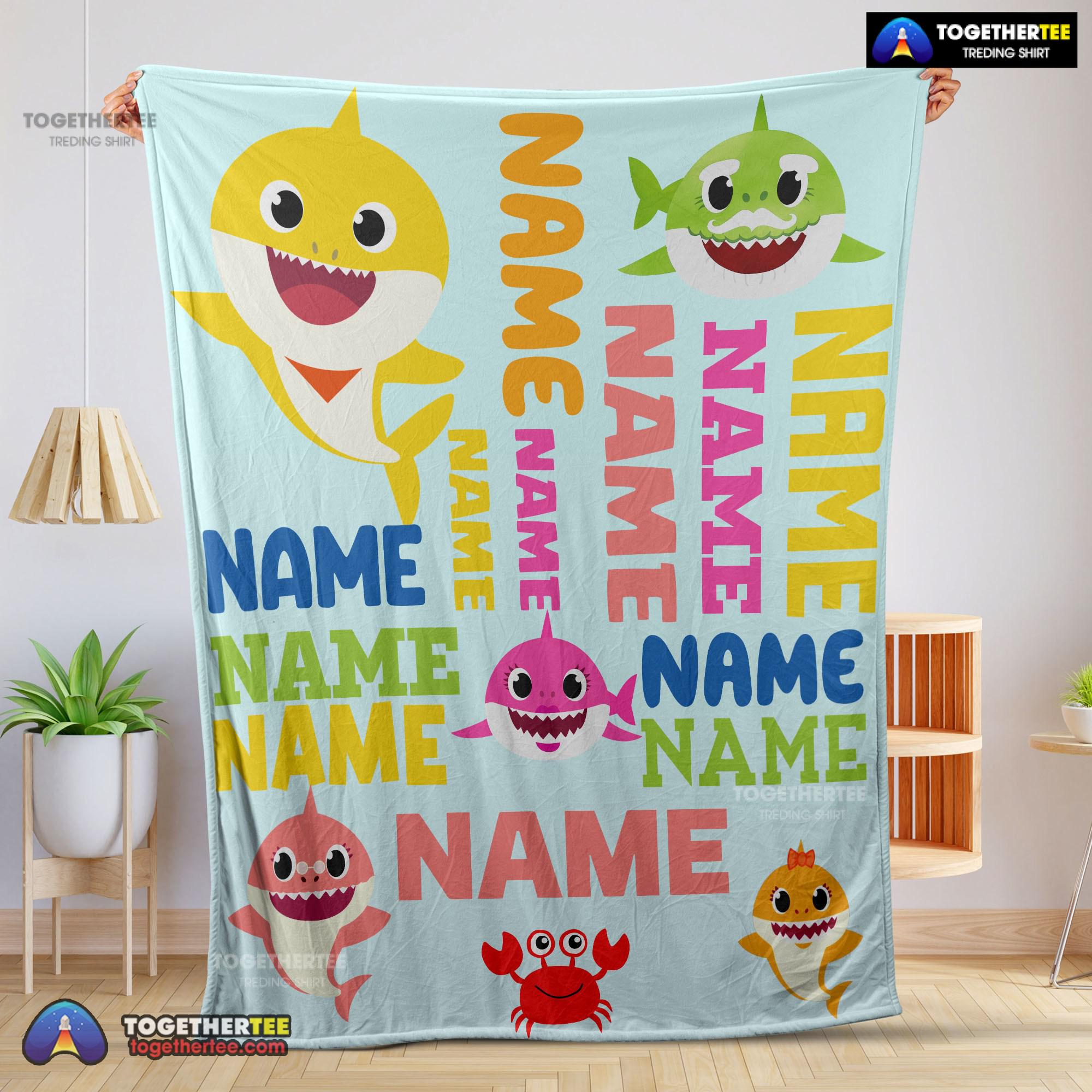 Official Personalized Baby Shark Blanket Fleece Customized Blanket