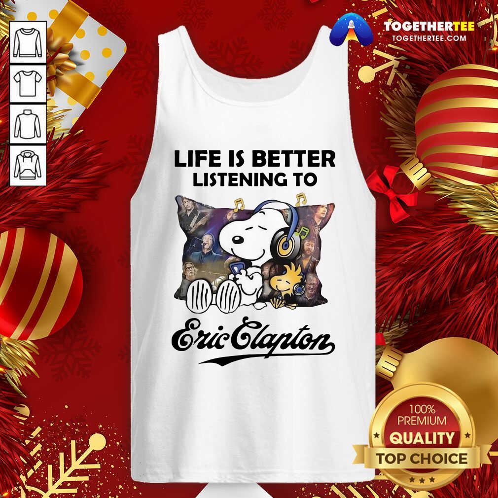 Cute Snoopy Life Is Better Listening To Eric Clapton Shirt - Image 3