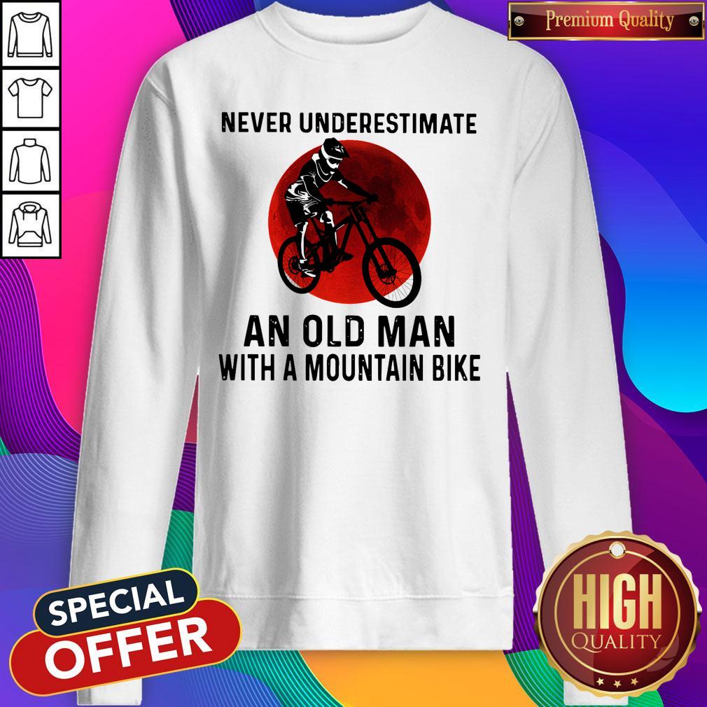 Nice Never Underestimate An Old Man With A Mountain Bike Moon Shirt - Image 5