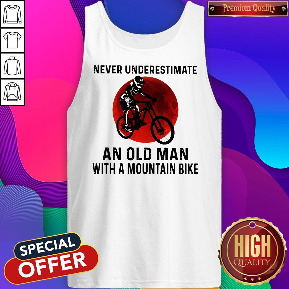 Nice Never Underestimate An Old Man With A Mountain Bike Moon Shirt - Image 4