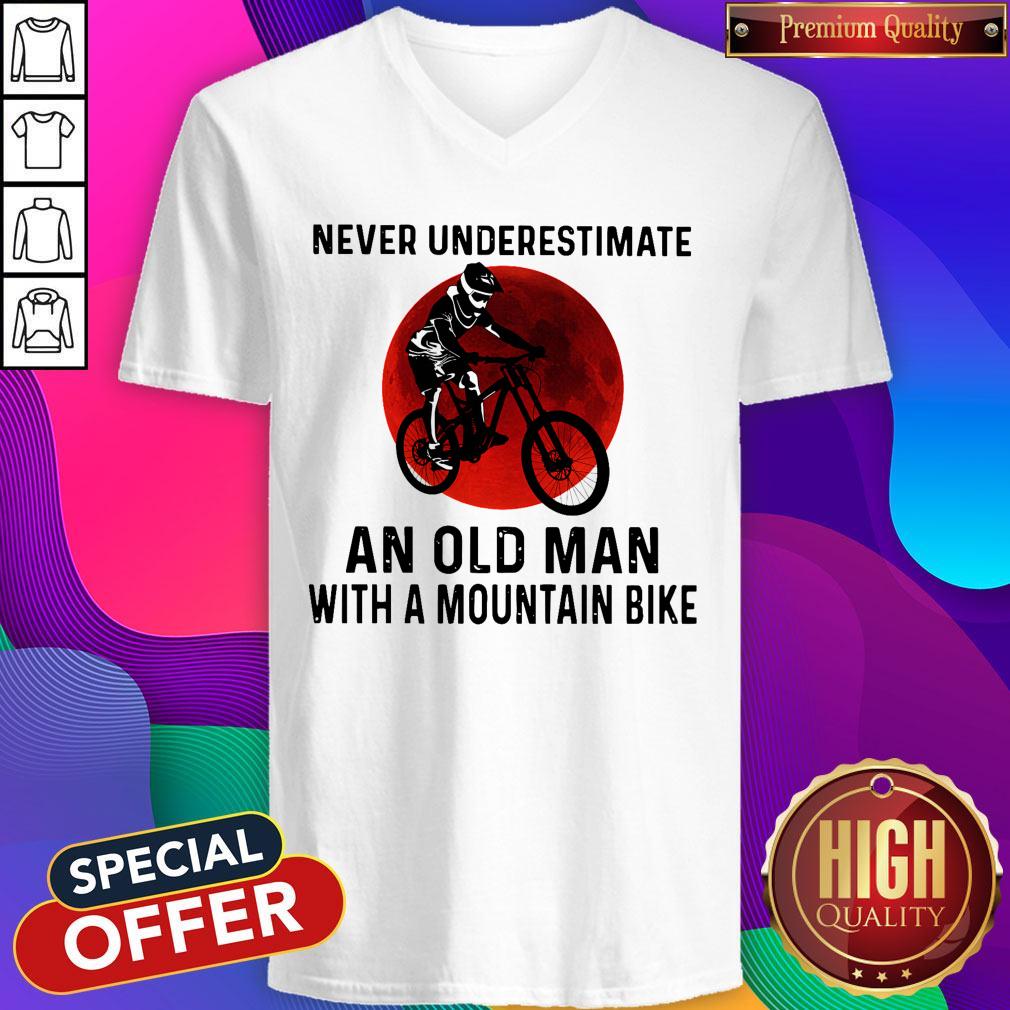 Nice Never Underestimate An Old Man With A Mountain Bike Moon Shirt - Image 3