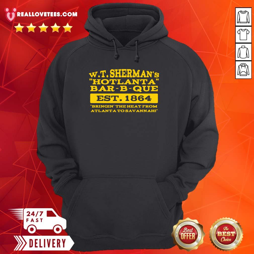 Funny W T Sherman’s Hotlanta Bar-B-Que Est 1864 Vintage Shirt - Image 4