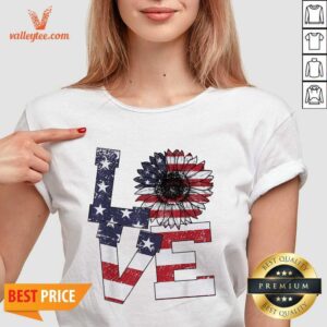 Alternative view of 4th Of July Love Sunflower Patriotic American Flag Shirt