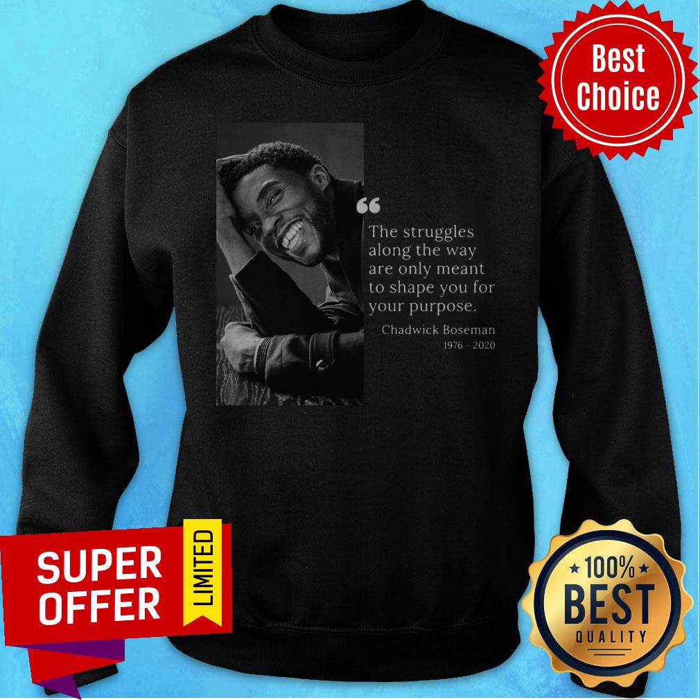Chadwick Boseman 1976 2020 The Struggles Along The Way Are Only Meant To Shape You For Your Purpose Shirt - Image 3