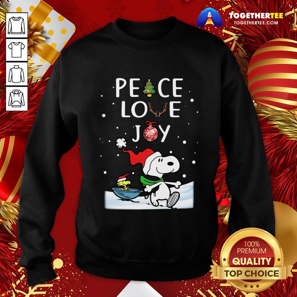 Cute Merry Christmas Peanuts Snoopy Peace Love Joy Sweat Shirt - Image 4