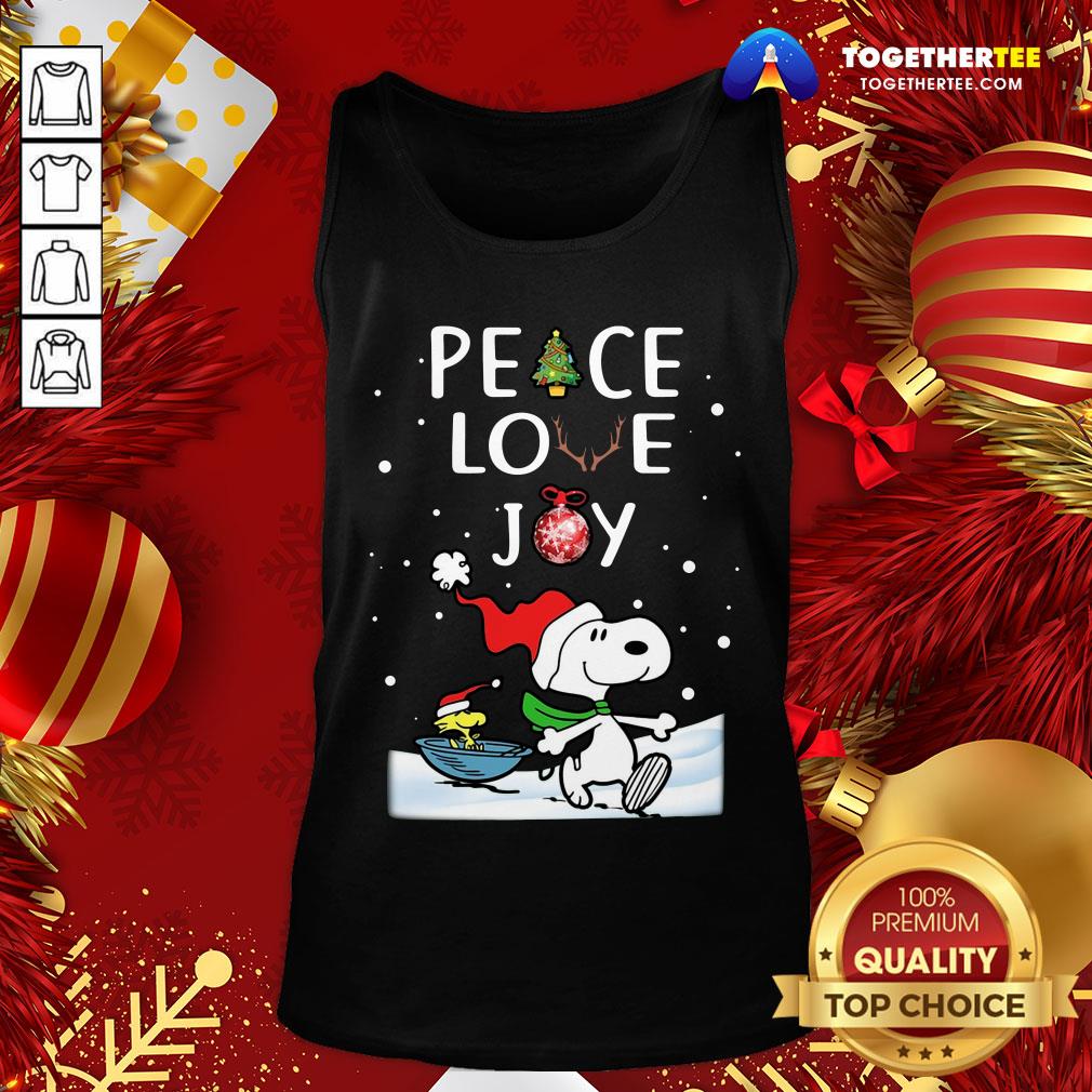 Cute Merry Christmas Peanuts Snoopy Peace Love Joy Sweat Shirt - Image 3