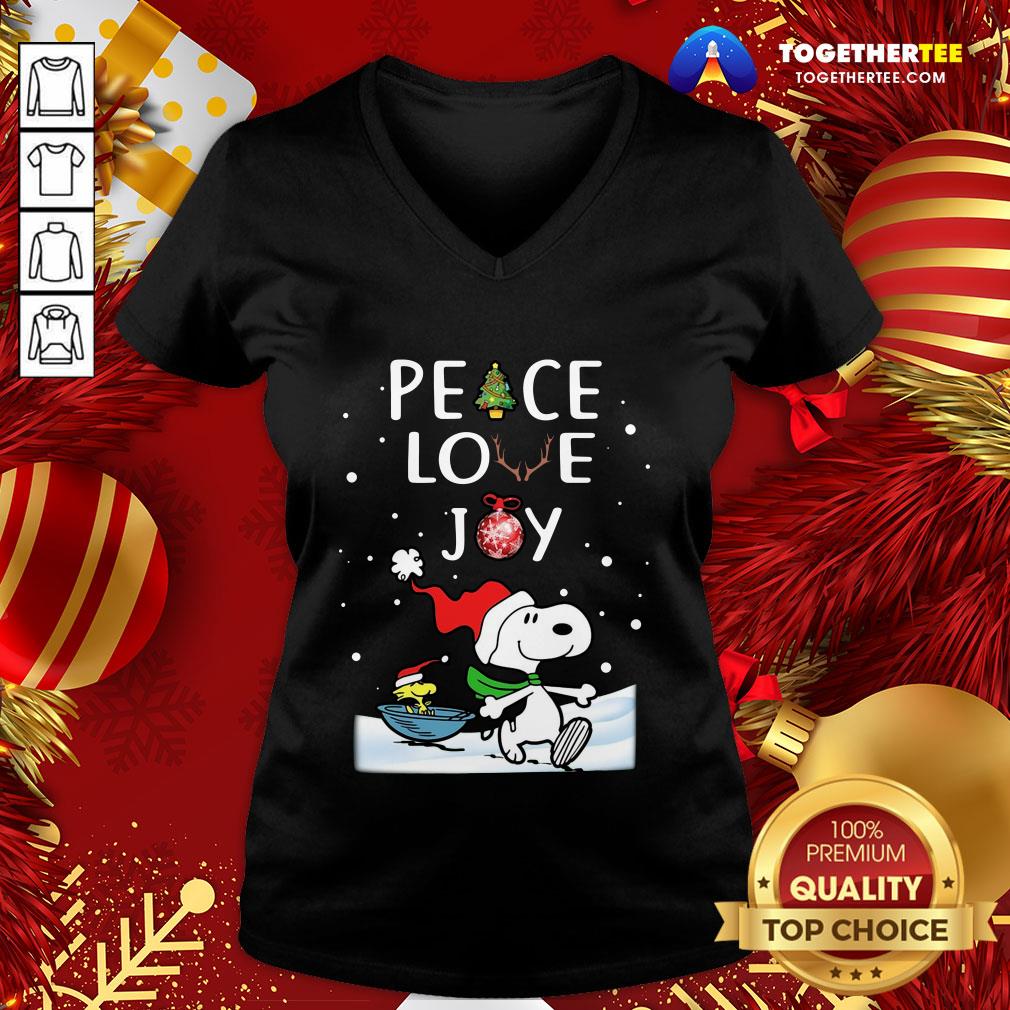 Cute Merry Christmas Peanuts Snoopy Peace Love Joy Sweat Shirt - Image 2