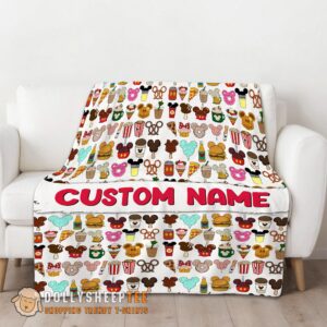 Alternative view of Awesome Disney Snack Club Food Pattern Blanket Fleece Customized Blanket