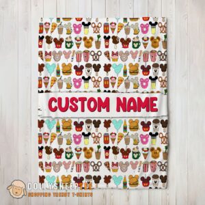 Awesome Disney Snack Club Food Pattern Blanket Fleece Customized Blanket