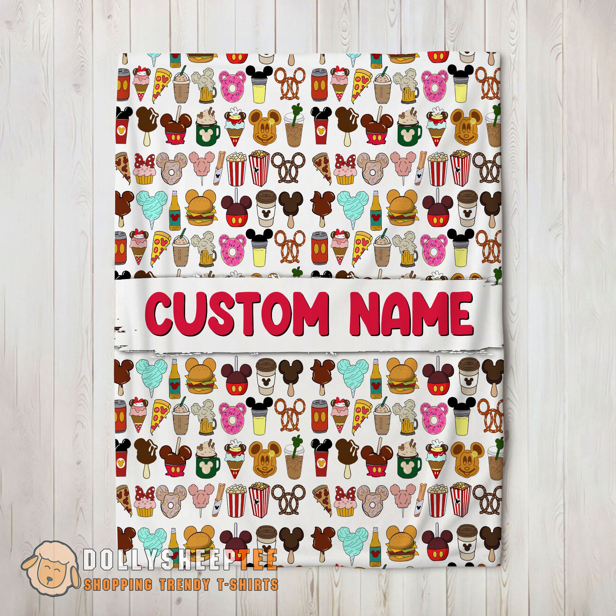 Awesome Disney Snack Club Food Pattern Blanket Fleece Customized Blanket