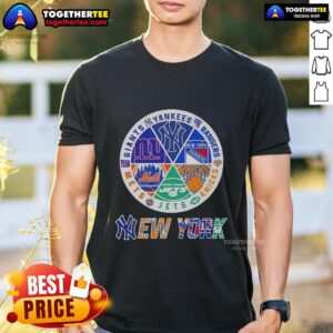 Nice New York City Sports Yankees Rangers Knicks Jets Mets Giants Logos Combine T-Shirt