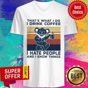 Alternative view of Death Head Bear That’s What I Do I Drink Coffee I Hate People And I Know Things Vintage Retro Shirt