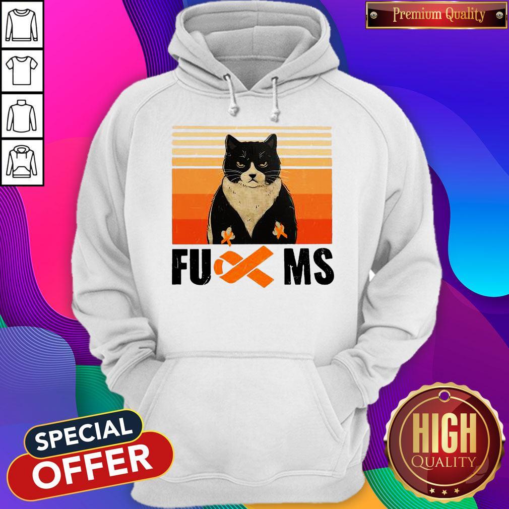 Hot Cat Fuck MS Cancer Awareness Vintage Retro Shirt - Image 5