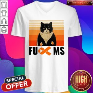 Alternative view of Hot Cat Fuck MS Cancer Awareness Vintage Retro Shirt