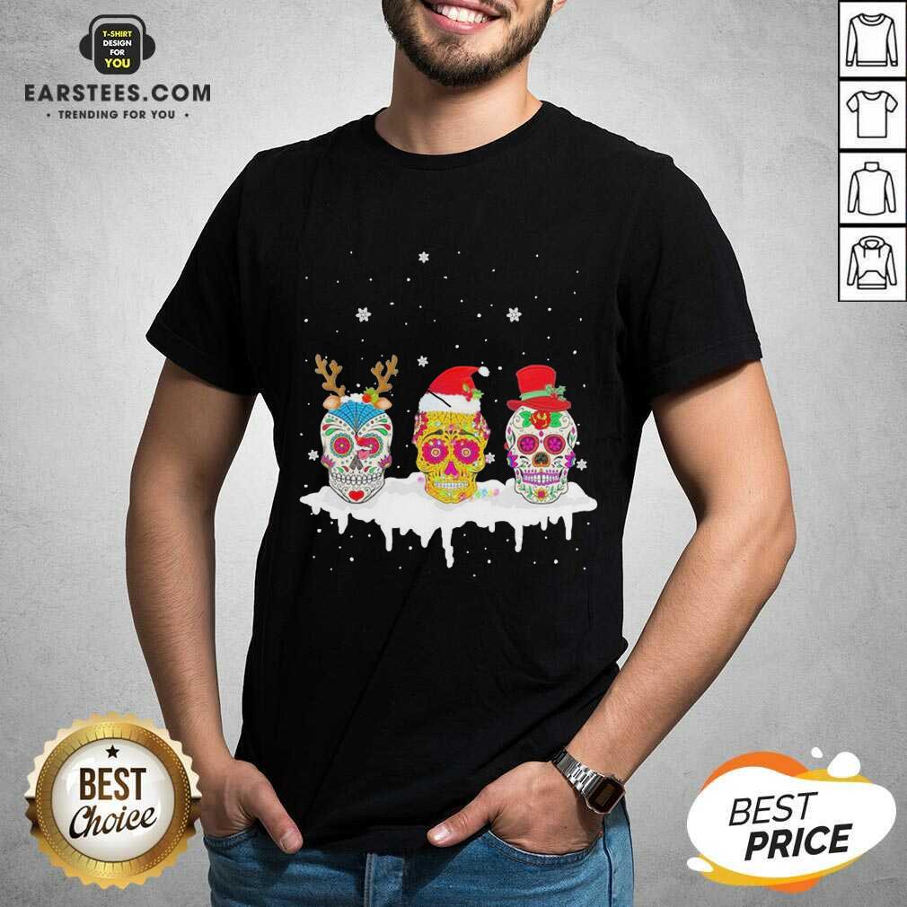 Official Sugar Skull Christmas Reindeer Santa Hat Xmas Shirt