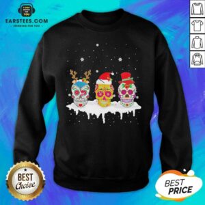 Alternative view of Official Sugar Skull Christmas Reindeer Santa Hat Xmas Shirt