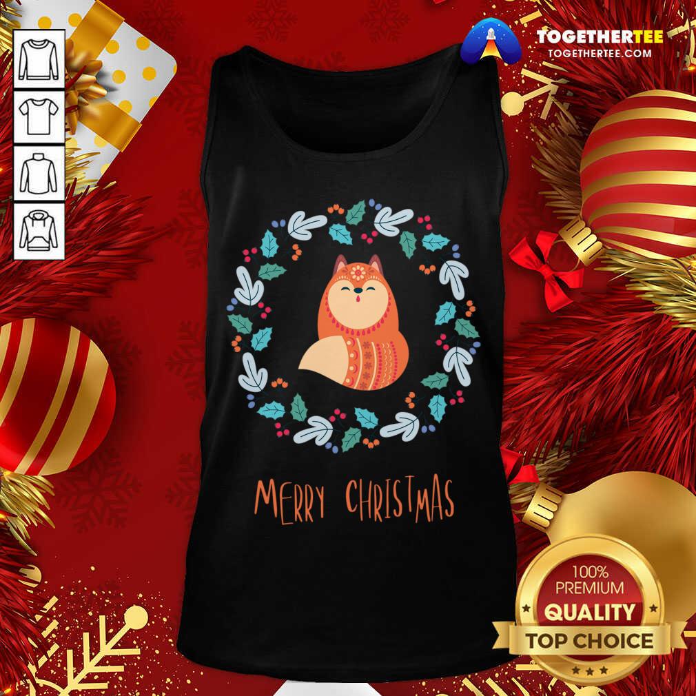 Premium Floral Christmas Woodland Fox T-Shirt - Image 3