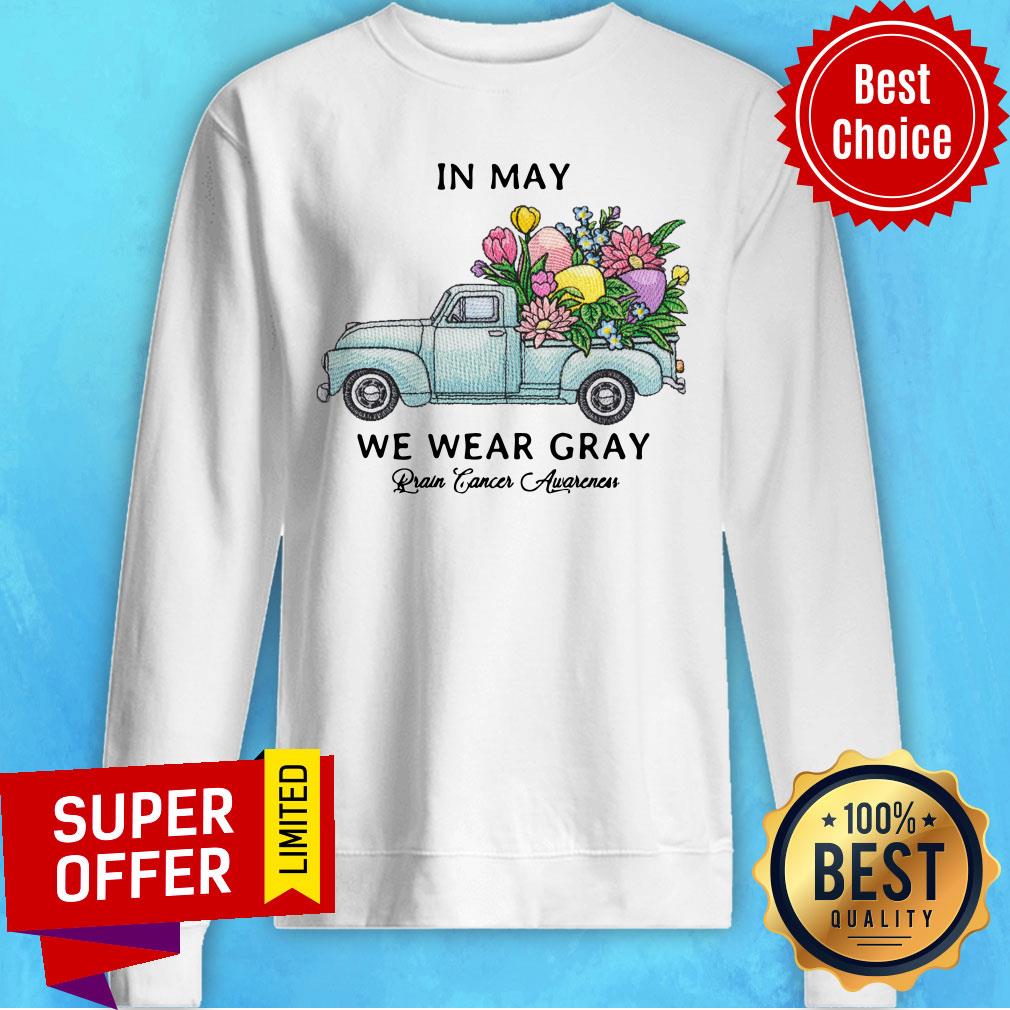 Top Sunflower In May We Wear Gray Brain Cancer Awareness Shirt - Image 3