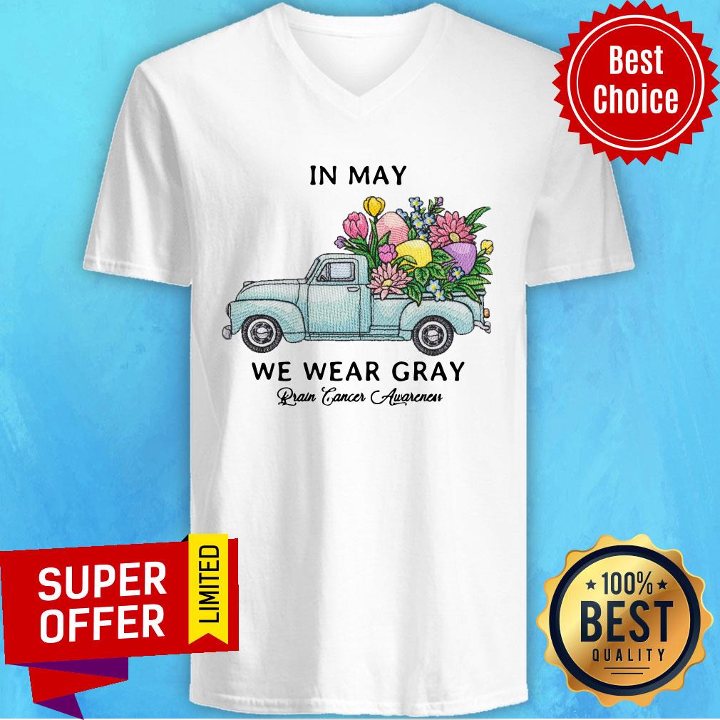 Top Sunflower In May We Wear Gray Brain Cancer Awareness Shirt - Image 2