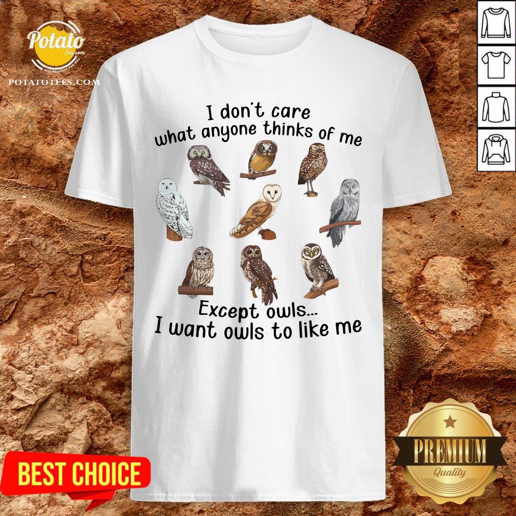 Top I Don’t Care What Anyone Thinks Of Me Except Owls I Want Owls To Like Me Shirt