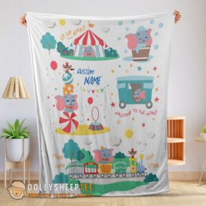 Perfect Dumbo Personalized Minky Blanket Circus Elephant Nursery Blanket Fleece Customized Blanket