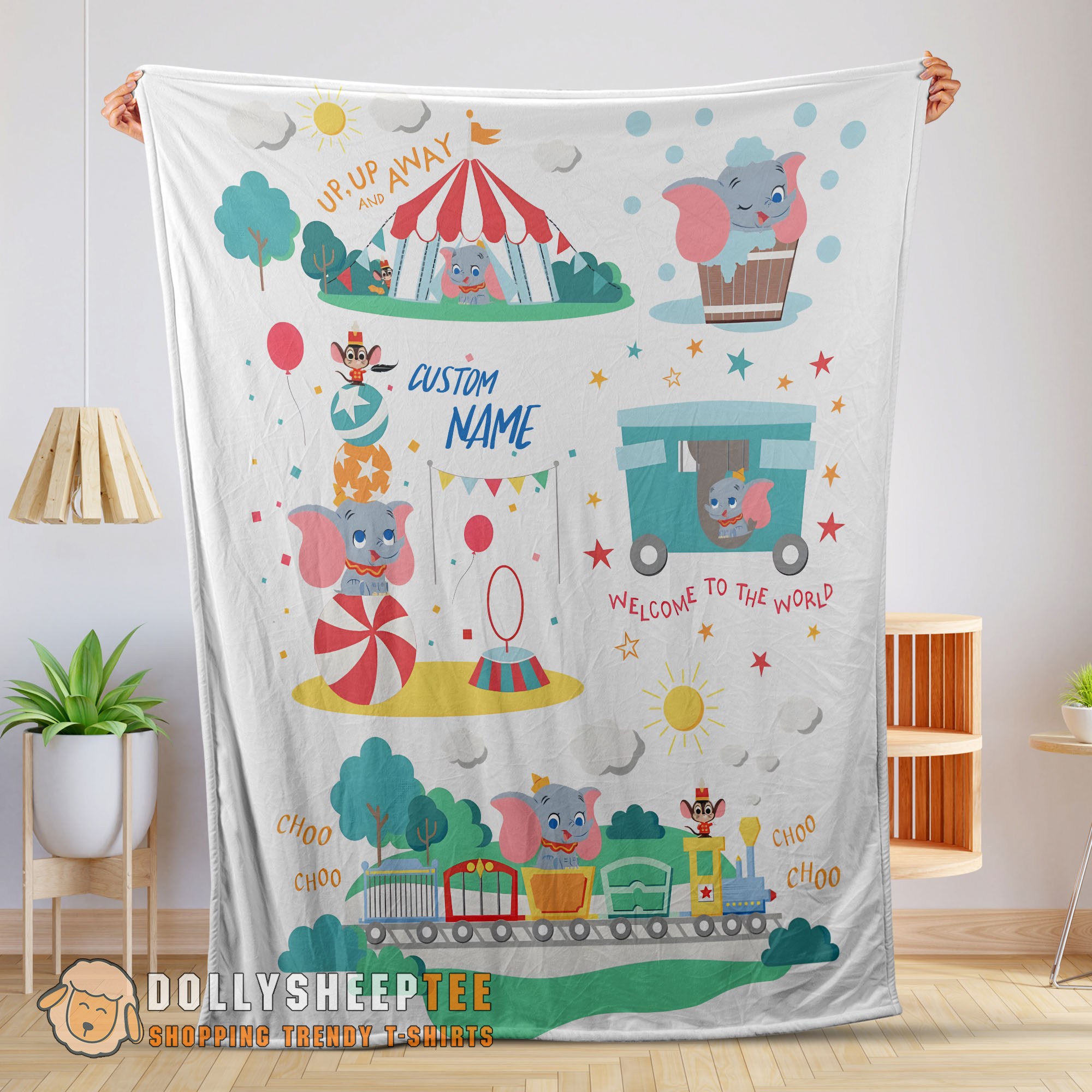 Perfect Dumbo Personalized Minky Blanket Circus Elephant Nursery Blanket Fleece Customized Blanket